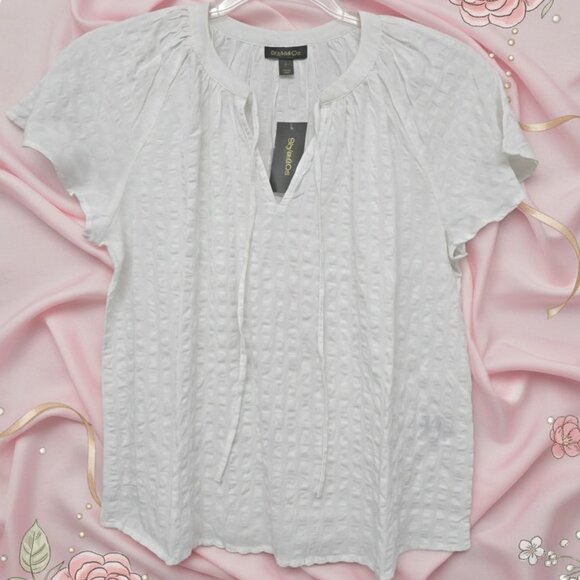 Style & Co. Tops - Style & Company* White V-neck blouse w/ short flutter sleeves* Size: PL